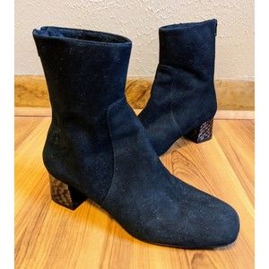 Ron White Womens Odelia Weave Suede Cashmere Ankle Boots Heels 37.5 Back Zip